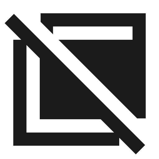 Ad group off sharp icon, sharp-cornered style, from Material Symbols