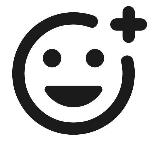 Add reaction outline rounded icon, rounded style, from Material Symbols