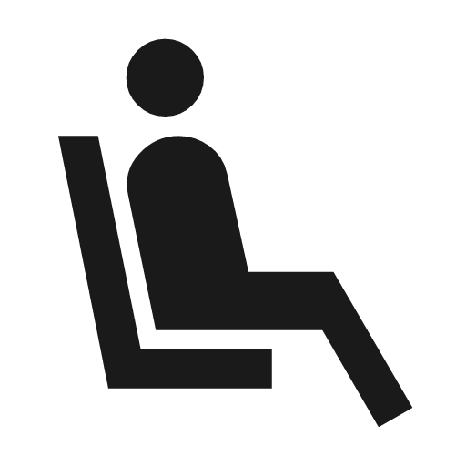Airline seat recline extra sharp icon, sharp-cornered style, from Material Symbols