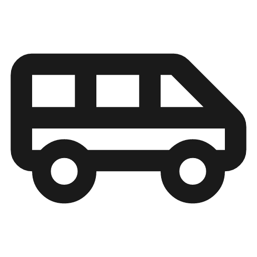 Airport shuttle outline rounded icon, rounded style, from Material Symbols