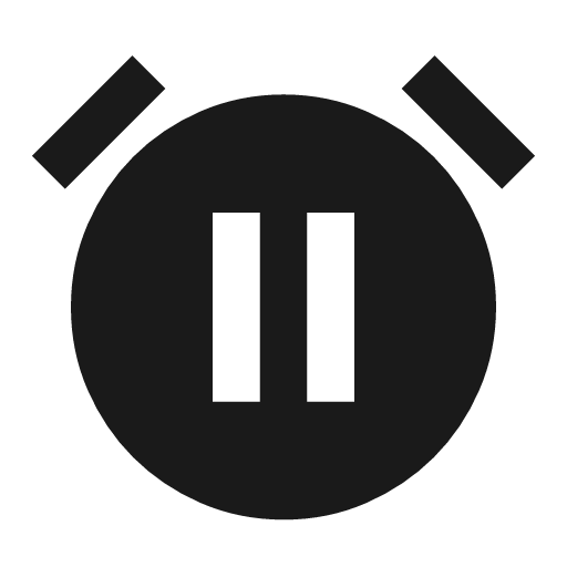Alarm pause icon, solid style, from Material Symbols