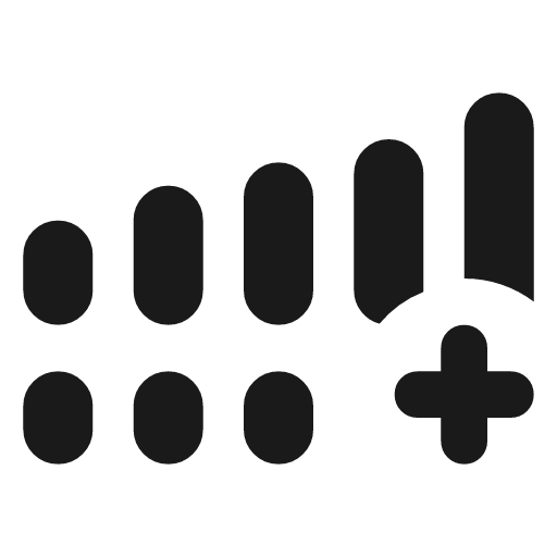 Android cell dual 5 bar plus rounded icon, rounded style, from Material Symbols