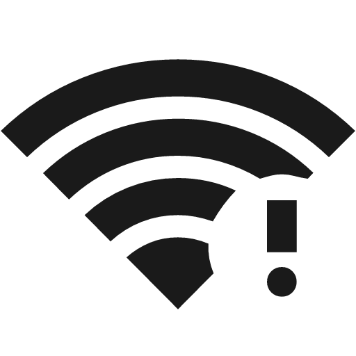 Android wifi 4 bar alert sharp icon, sharp-cornered style, from Material Symbols