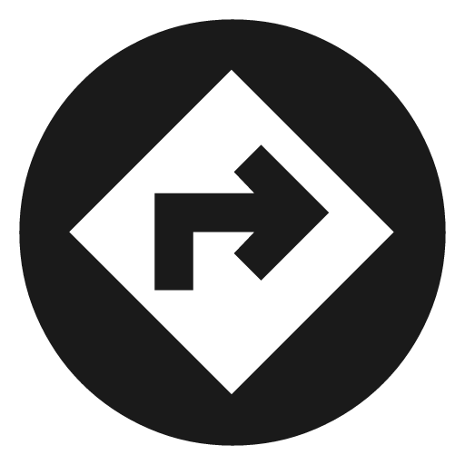 Assistant direction sharp icon, sharp-cornered style, from Material Symbols