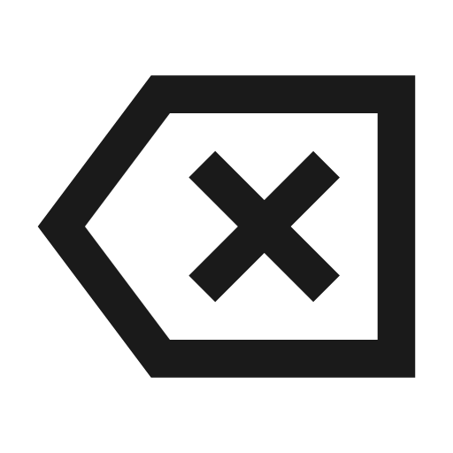 Backspace outline sharp icon, sharp-cornered style, from Material Symbols