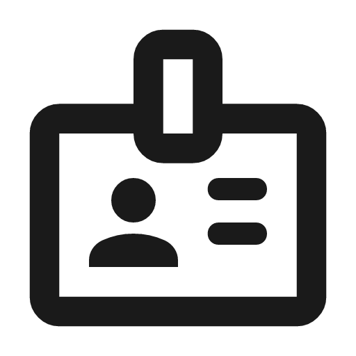 Badge outline rounded icon, rounded style, from Material Symbols