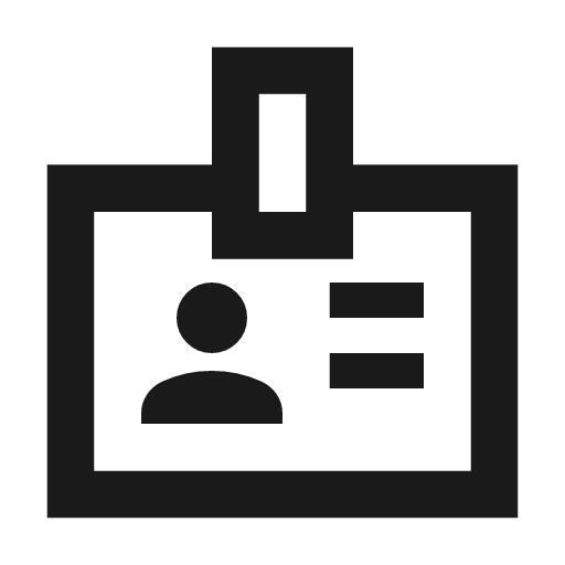 Badge outline sharp icon, sharp-cornered style, from Material Symbols