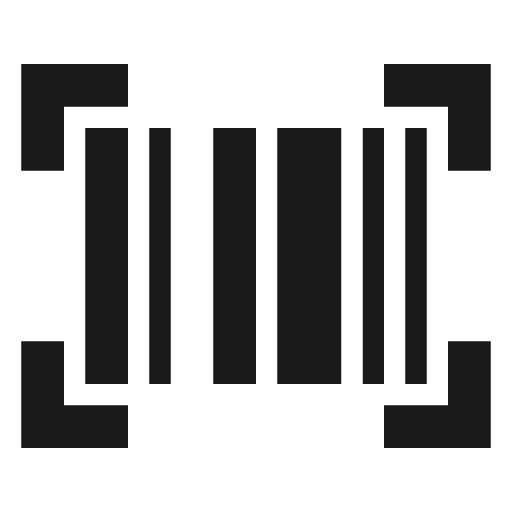 Barcode scanner icon, solid style, from Material Symbols