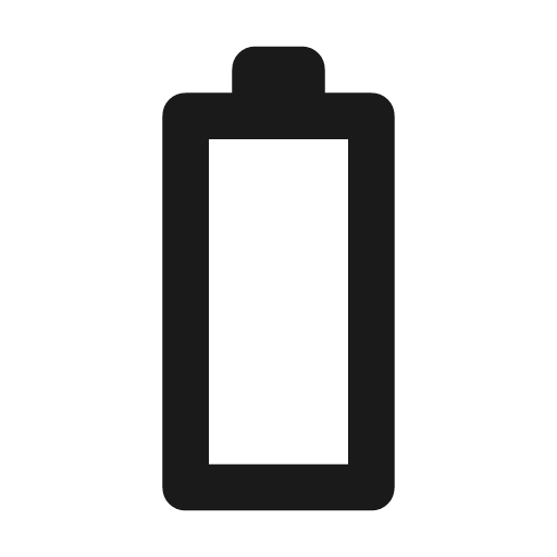Battery 0 bar rounded icon, rounded style, from Material Symbols