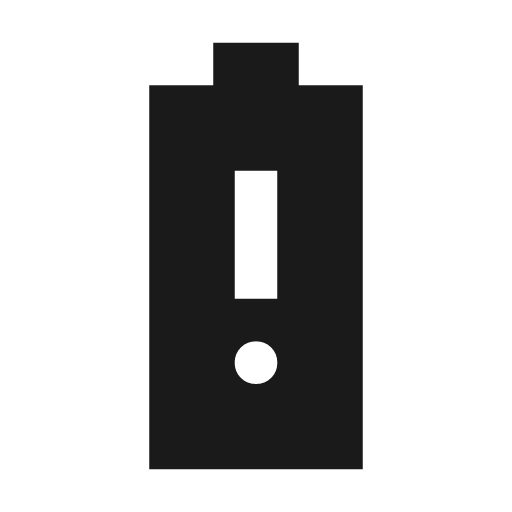 Battery alert sharp icon, sharp-cornered style, from Material Symbols