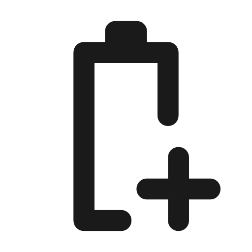Battery plus outline rounded icon, rounded style, from Material Symbols