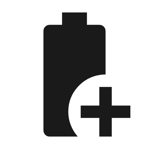 Battery plus icon, solid style, from Material Symbols