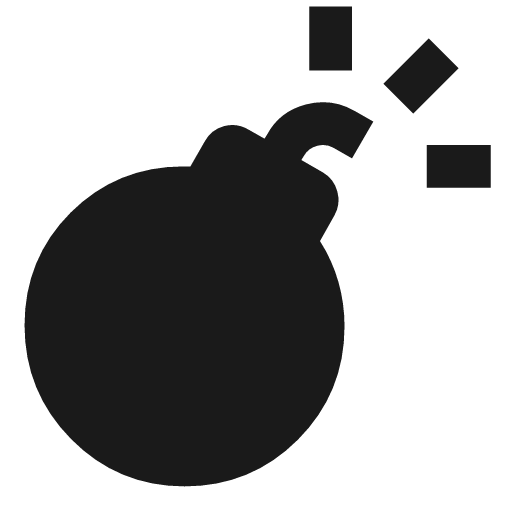Bomb icon, solid style, from Material Symbols