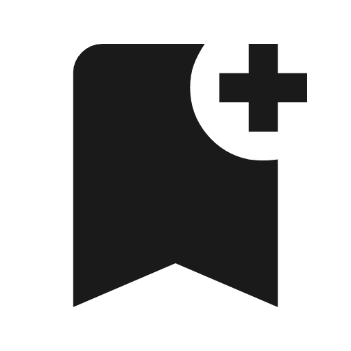 Bookmark add icon, solid style, from Material Symbols