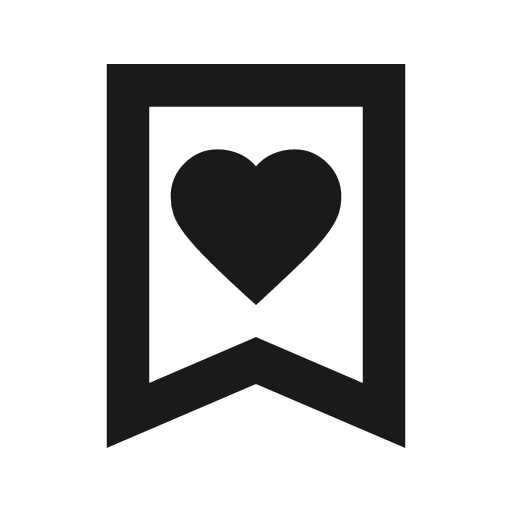 Bookmark heart outline sharp icon, sharp-cornered style, from Material Symbols