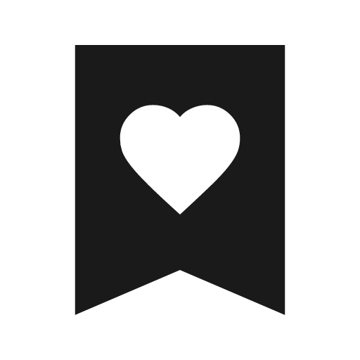 Bookmark heart sharp icon, sharp-cornered style, from Material Symbols
