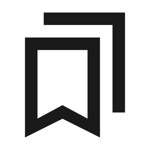 Bookmarks outline sharp icon, sharp-cornered style, from Material Symbols