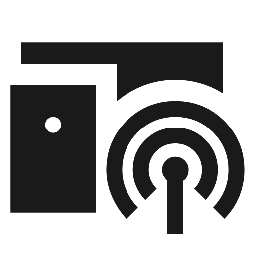 Broadcast on home sharp icon, sharp-cornered style, from Material Symbols