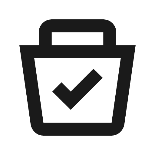Bucket check outline icon, outline style, from Material Symbols