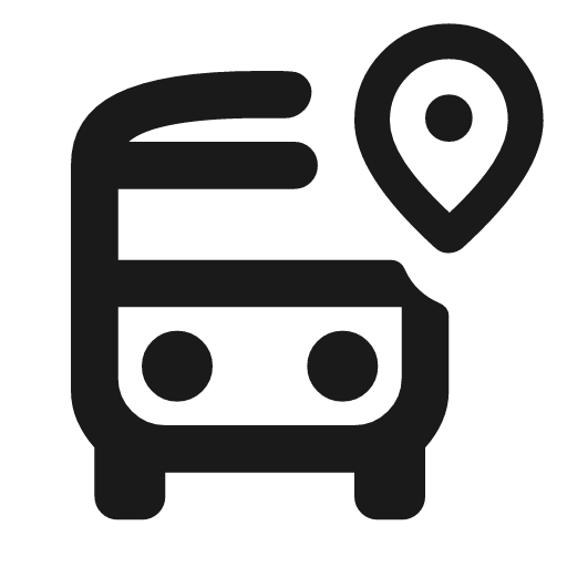 Bus map pin outline rounded icon, rounded style, from Material Symbols