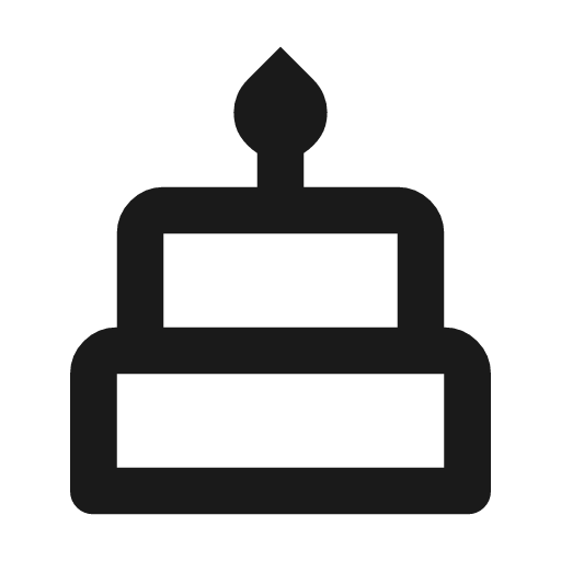Cake outline icon, outline style, from Material Symbols