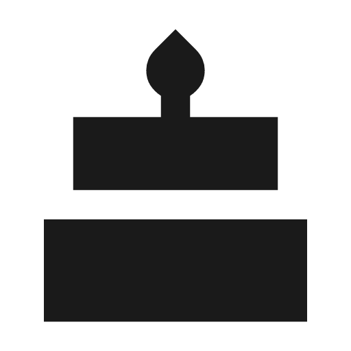 Cake sharp icon, sharp-cornered style, from Material Symbols