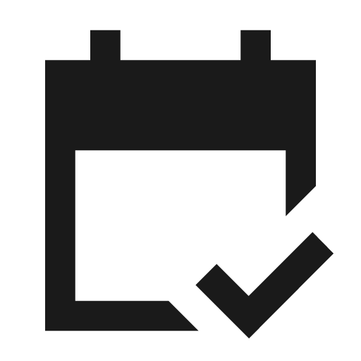 Calendar check sharp icon, sharp-cornered style, from Material Symbols