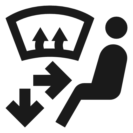 Car defrost mid low right icon, solid style, from Material Symbols