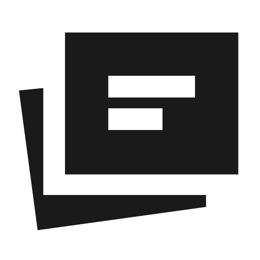Cards stack sharp icon, sharp-cornered style, from Material Symbols