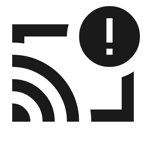 Cast warning outline sharp icon, sharp-cornered style, from Material Symbols