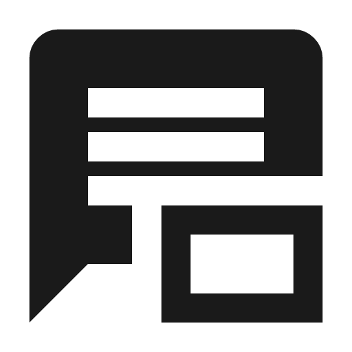 Chat display sharp icon, sharp-cornered style, from Material Symbols