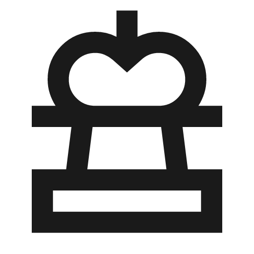 Chess king outline sharp icon, sharp-cornered style, from Material Symbols