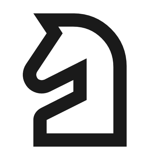 Chess knight outline icon, outline style, from Material Symbols