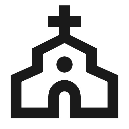 Church outline icon, outline style, from Material Symbols