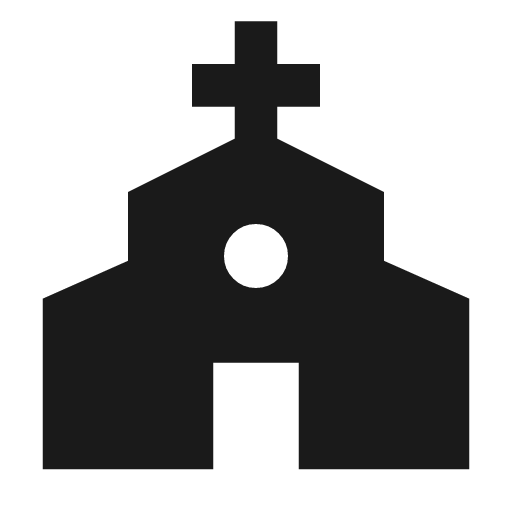 Church sharp icon, sharp-cornered style, from Material Symbols