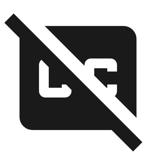 Closed caption disabled icon, solid style, from Material Symbols