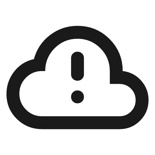 Cloud alert outline rounded icon, rounded style, from Material Symbols