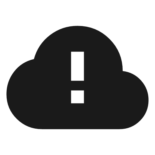 Cloud alert sharp icon, sharp-cornered style, from Material Symbols