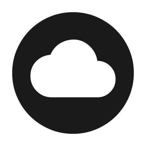 Cloud circle icon, solid style, from Material Symbols