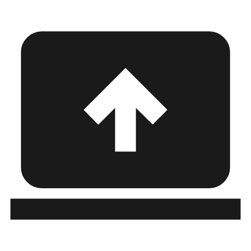 Computer arrow up icon, solid style, from Material Symbols