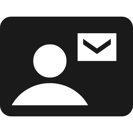 Contact mail icon, solid style, from Material Symbols