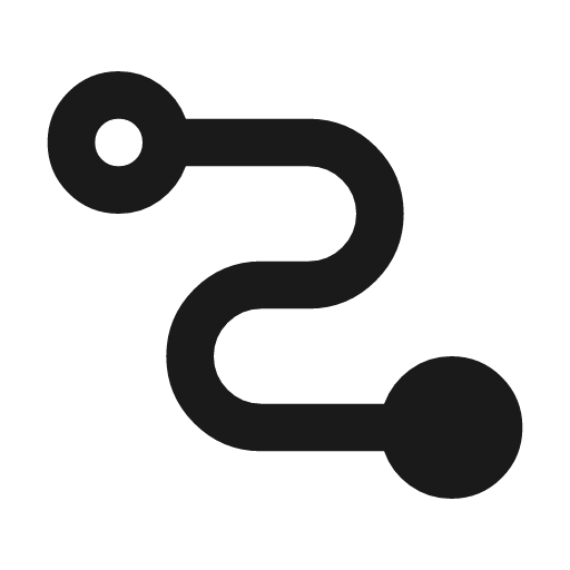 Conversion path icon, solid style, from Material Symbols