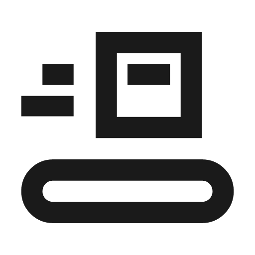 Conveyor belt outline sharp icon, sharp-cornered style, from Material Symbols