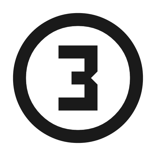 Counter 3 outline sharp icon, sharp-cornered style, from Material Symbols