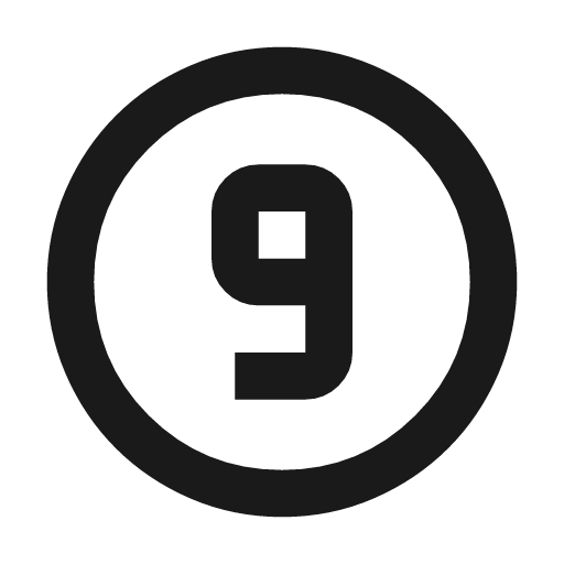 Counter 9 outline icon, outline style, from Material Symbols