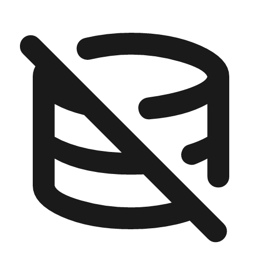 Database off outline rounded icon, rounded style, from Material Symbols