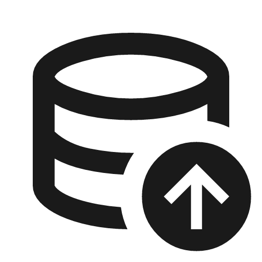 Database upload outline icon, outline style, from Material Symbols