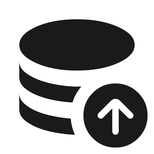 Database upload rounded icon, rounded style, from Material Symbols