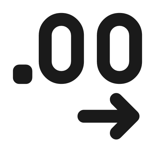 Decimal increase rounded icon, rounded style, from Material Symbols