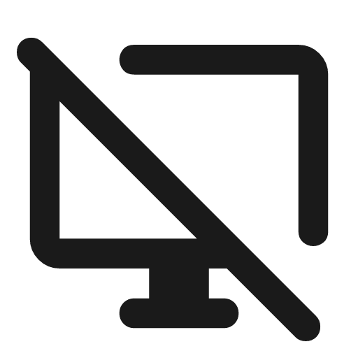 Desktop access disabled outline rounded icon, rounded style, from Material Symbols